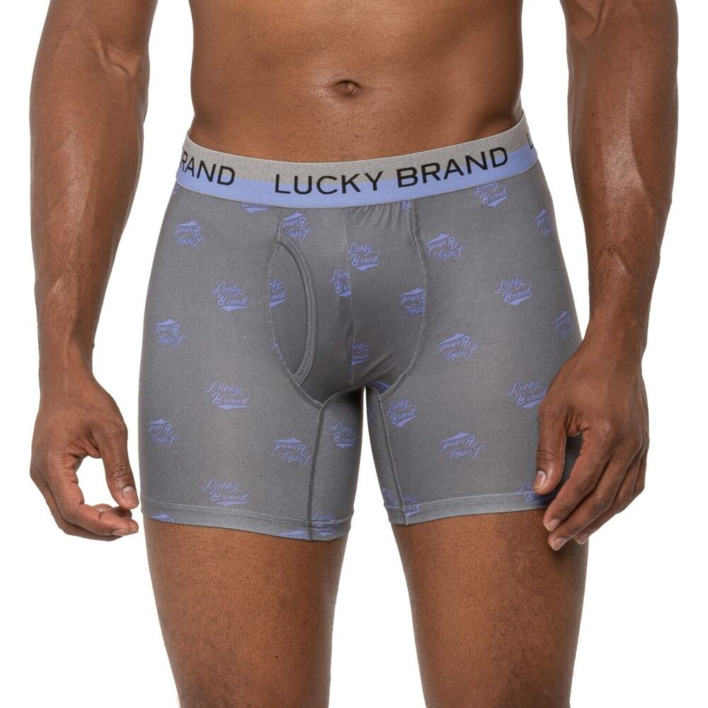 Lucky Brand 3 Pck Men Essential Stretch Boxer Briefs w/Fly Pouch Sz XL Green NEW